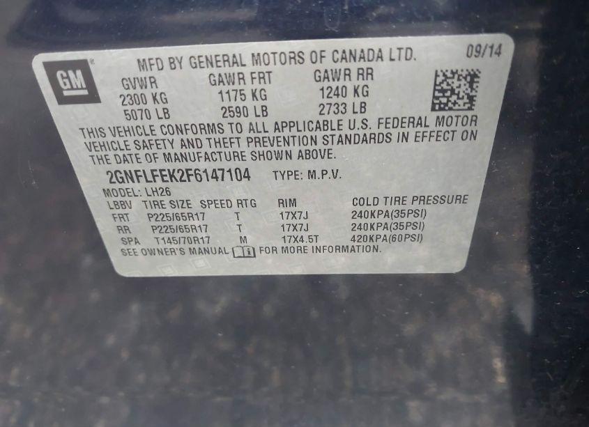 Photo 9 of 2015 Chevrolet Equinox 1LT (VIN 2GNFLFEK2F6147104)