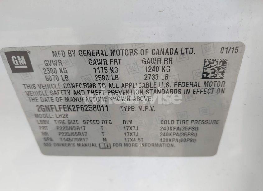 Photo 9 of 2015 Chevrolet Equinox 1LT (VIN 2GNFLFEK2F6258011)