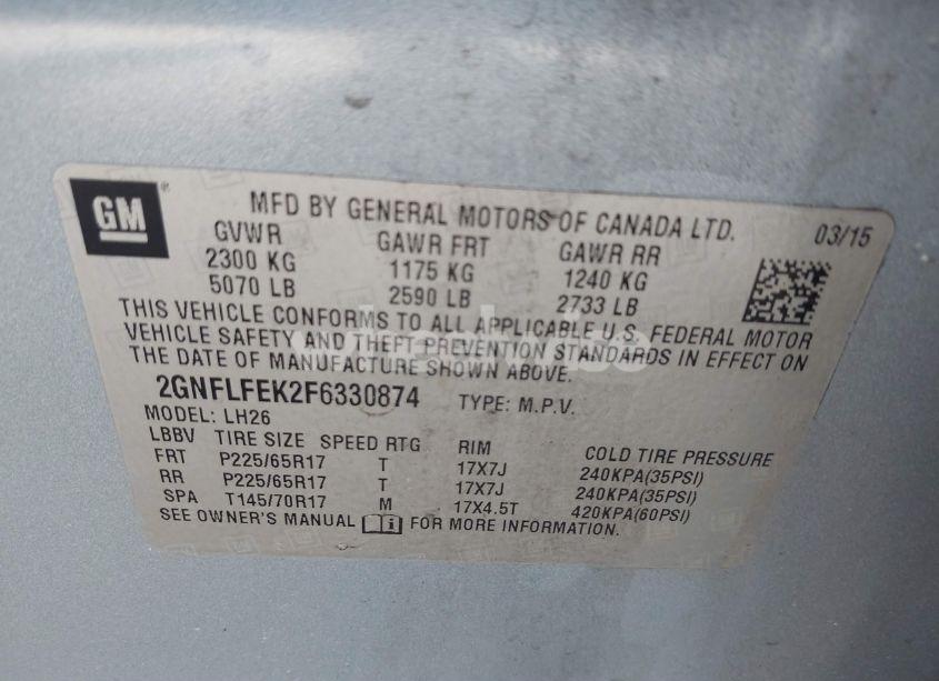 Photo 9 of 2015 Chevrolet Equinox 1LT (VIN 2GNFLFEK2F6330874)