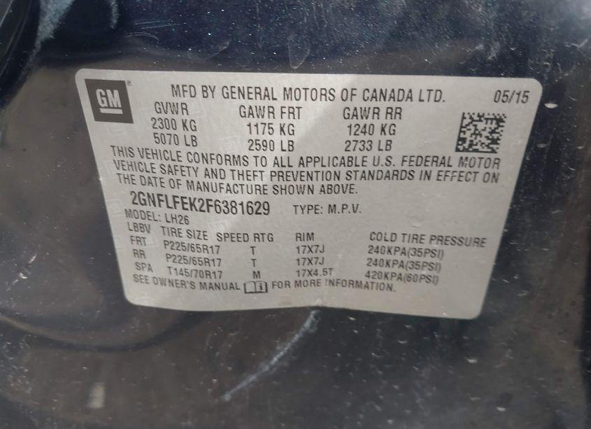 Photo 9 of 2015 Chevrolet Equinox 1LT (VIN 2GNFLFEK2F6381629)