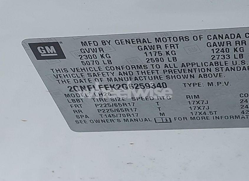 Photo 9 of 2016 Chevrolet Equinox LT (VIN 2GNFLFEK2G6259340)