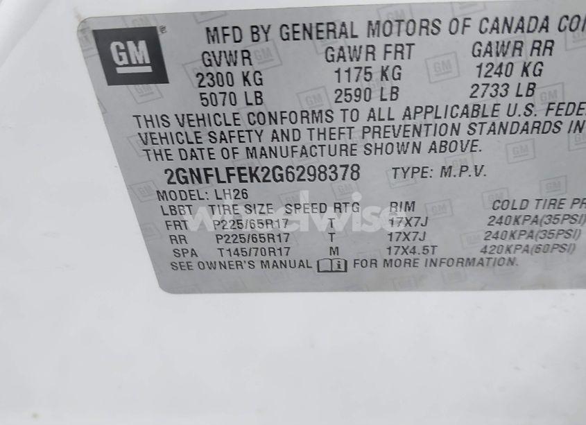 Photo 9 of 2016 Chevrolet Equinox LT (VIN 2GNFLFEK2G6298378)