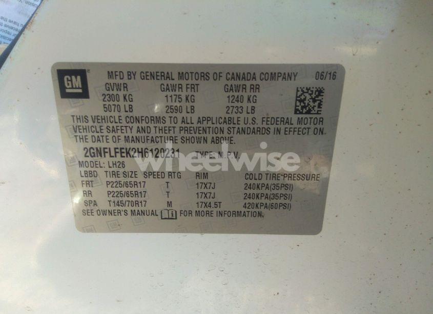 Photo 9 of 2017 Chevrolet Equinox LT (VIN 2GNFLFEK2H6120231)