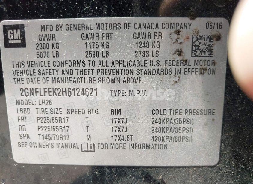 Photo 9 of 2017 Chevrolet Equinox LT (VIN 2GNFLFEK2H6124621)