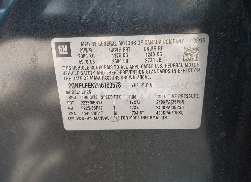 Photo 9 of 2017 Chevrolet Equinox LT (VIN 2GNFLFEK2H6163578)