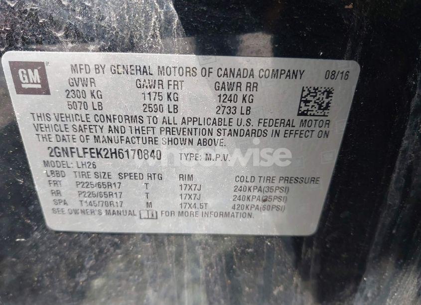 Photo 9 of 2017 Chevrolet Equinox LT (VIN 2GNFLFEK2H6170840)