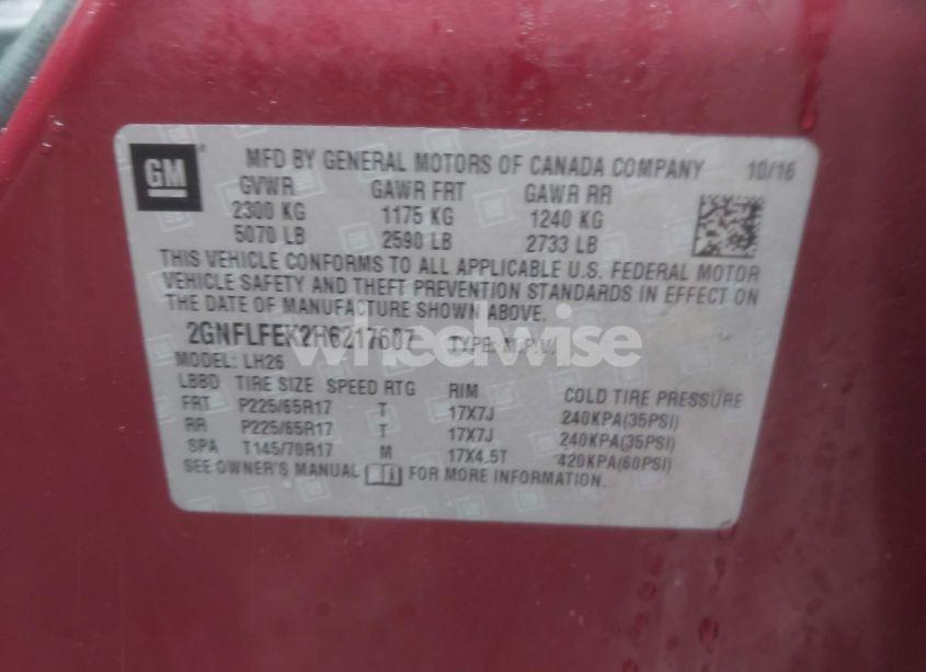 Photo 9 of 2017 Chevrolet Equinox LT (VIN 2GNFLFEK2H6217607)