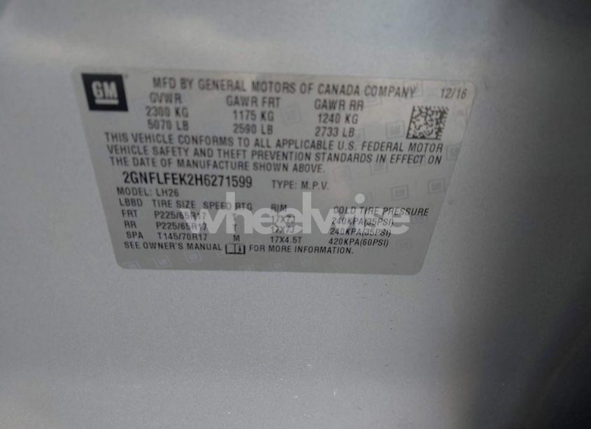 Photo 9 of 2017 Chevrolet Equinox LT (VIN 2GNFLFEK2H6271599)