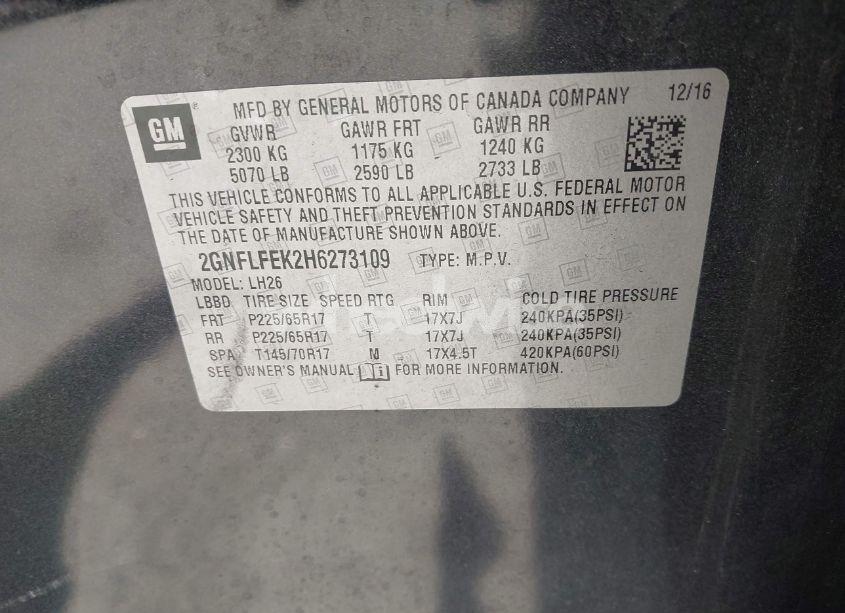 Photo 9 of 2017 Chevrolet Equinox LT (VIN 2GNFLFEK2H6273109)