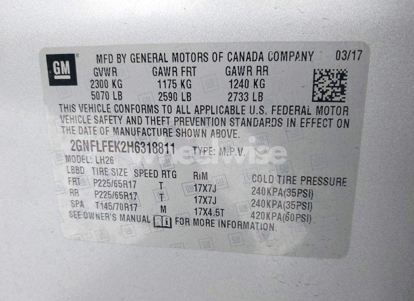 Photo 9 of 2017 Chevrolet Equinox LT (VIN 2GNFLFEK2H6318811)