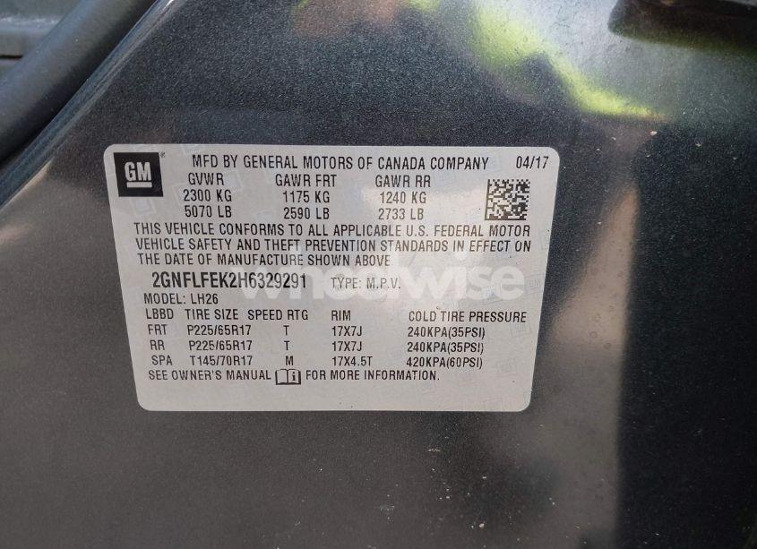 Photo 9 of 2017 Chevrolet Equinox LT (VIN 2GNFLFEK2H6329291)