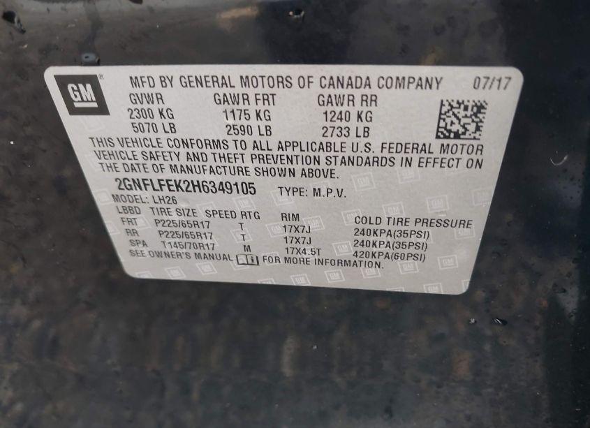 Photo 9 of 2017 Chevrolet Equinox LT (VIN 2GNFLFEK2H6349105)