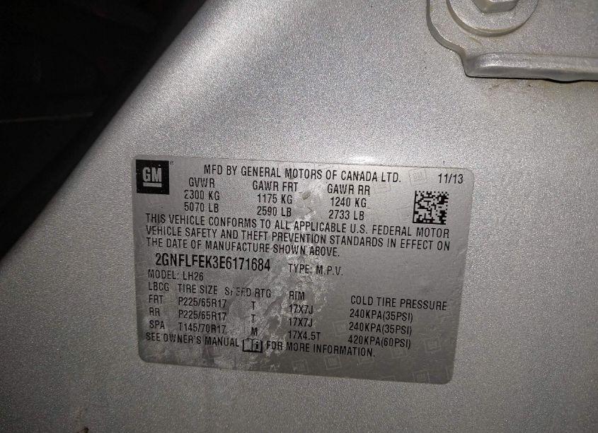 Photo 9 of 2014 Chevrolet Equinox 1LT (VIN 2GNFLFEK3E6171684)