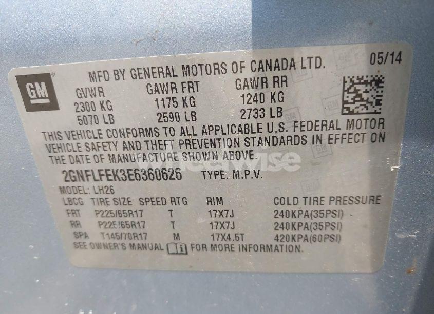 Photo 9 of 2014 Chevrolet Equinox 1LT (VIN 2GNFLFEK3E6360626)