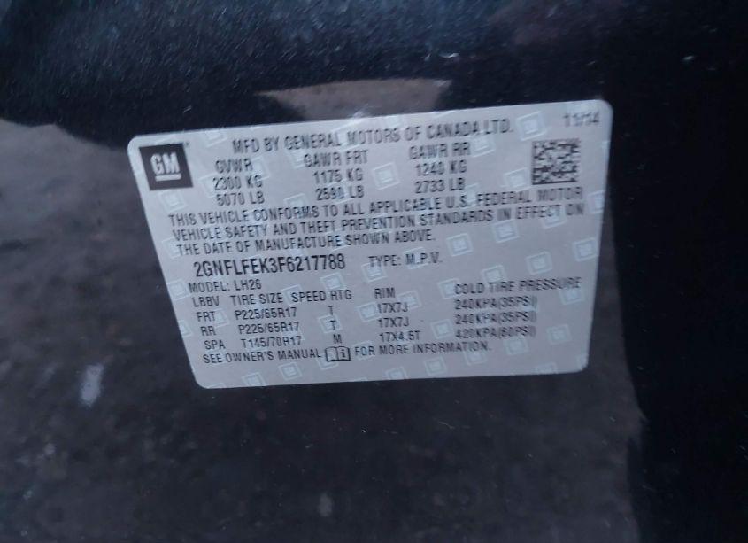 Photo 9 of 2015 Chevrolet Equinox 1LT (VIN 2GNFLFEK3F6217788)