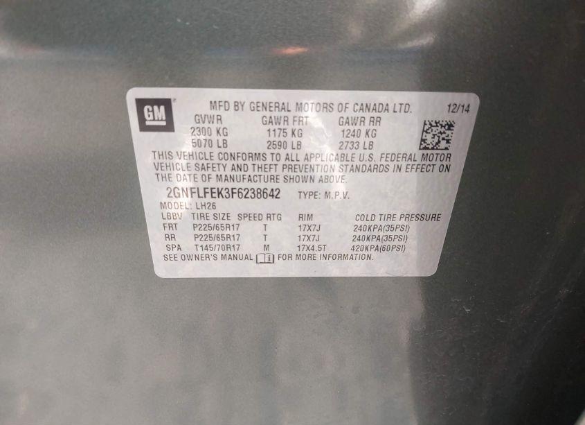 Photo 9 of 2015 Chevrolet Equinox 1LT (VIN 2GNFLFEK3F6238642)