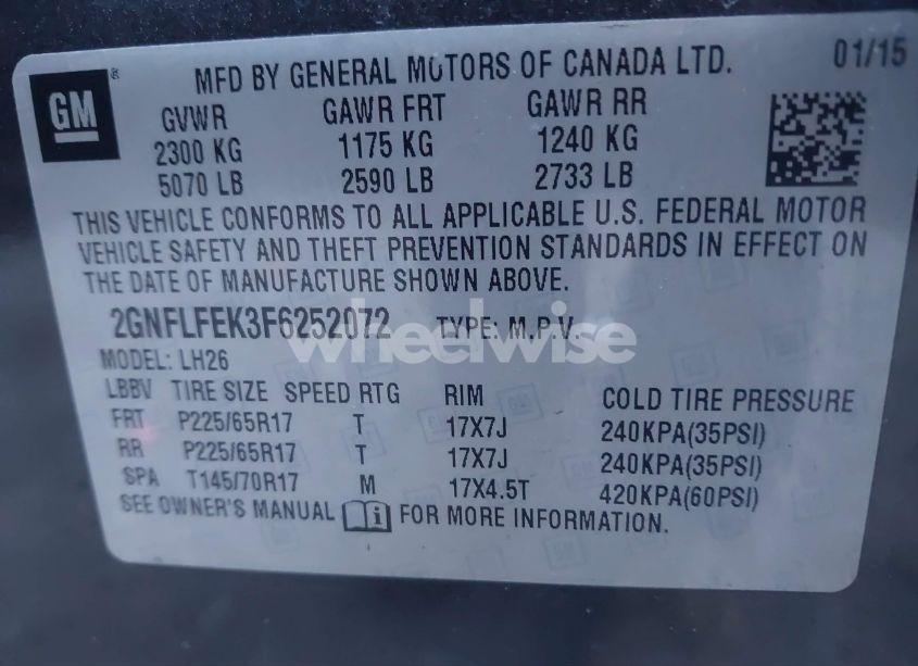 Photo 9 of 2015 Chevrolet Equinox 1LT (VIN 2GNFLFEK3F6252072)