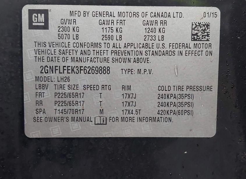 Photo 9 of 2015 Chevrolet Equinox 1LT (VIN 2GNFLFEK3F6269888)