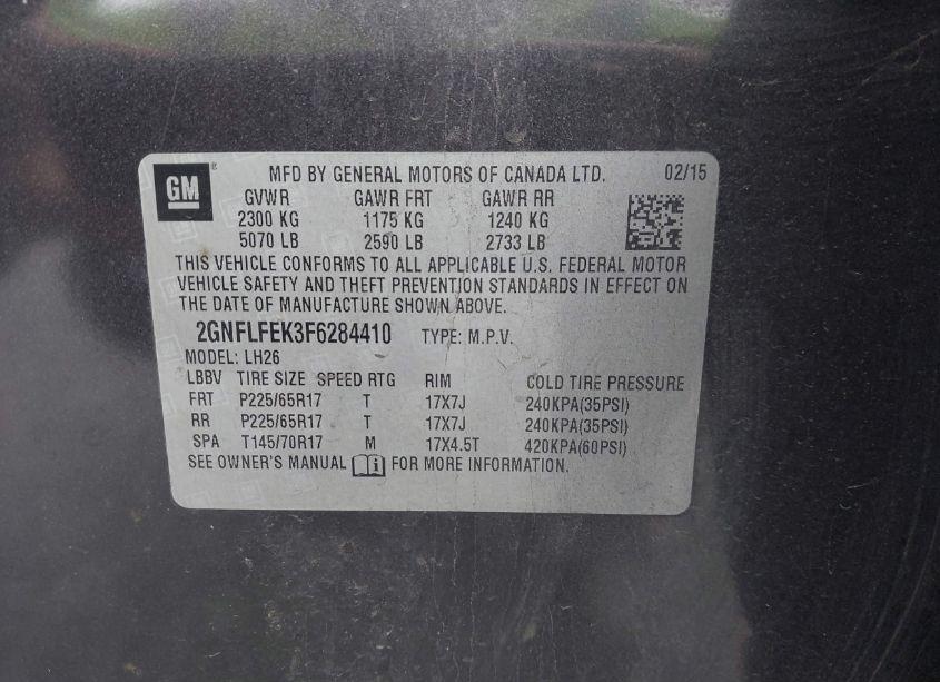 Photo 9 of 2015 Chevrolet Equinox 1LT (VIN 2GNFLFEK3F6284410)