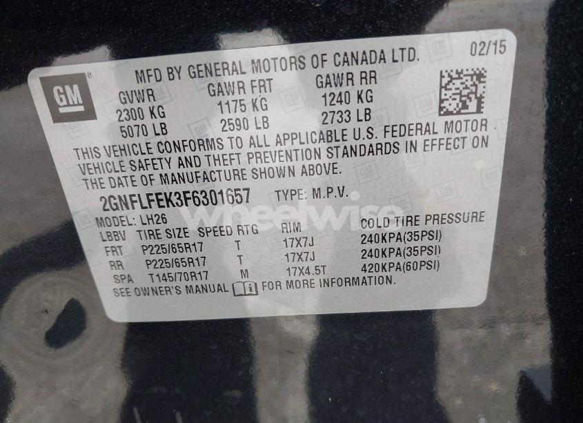 Photo 9 of 2015 Chevrolet Equinox 1LT (VIN 2GNFLFEK3F6301657)