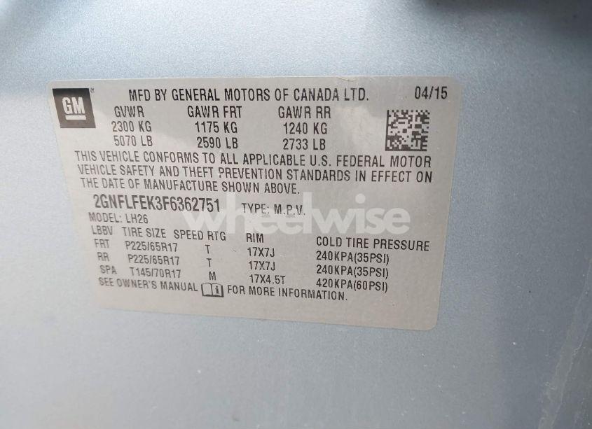 Photo 9 of 2015 Chevrolet Equinox 1LT (VIN 2GNFLFEK3F6362751)