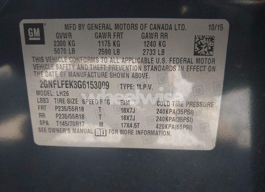 Photo 9 of 2016 Chevrolet Equinox LT (VIN 2GNFLFEK3G6153009)