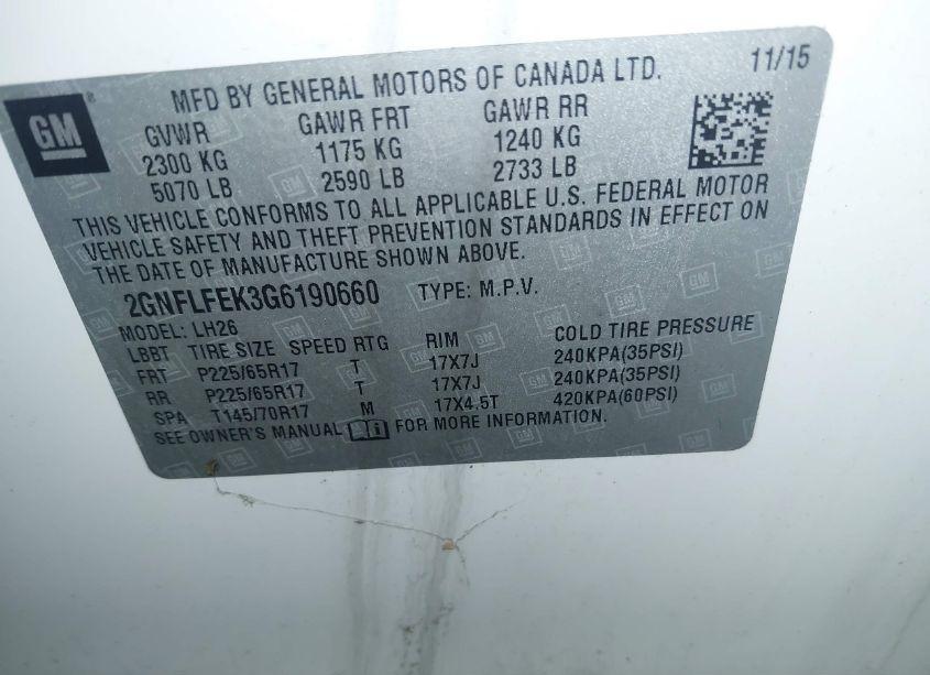 Photo 9 of 2016 Chevrolet Equinox LT (VIN 2GNFLFEK3G6190660)