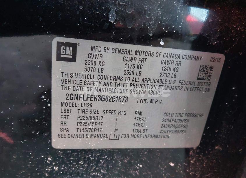 Photo 9 of 2016 Chevrolet Equinox LT (VIN 2GNFLFEK3G6261873)