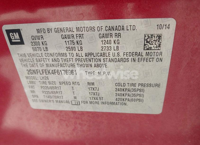 Photo 9 of 2015 Chevrolet Equinox 1LT (VIN 2GNFLFEK4F6176961)
