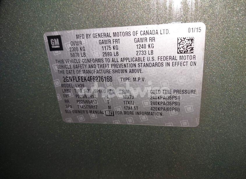 Photo 9 of 2015 Chevrolet Equinox 1LT (VIN 2GNFLFEK4F6276168)