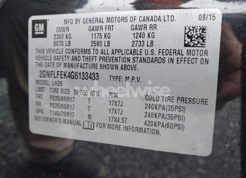 Photo 9 of 2016 Chevrolet Equinox LT (VIN 2GNFLFEK4G6133433)