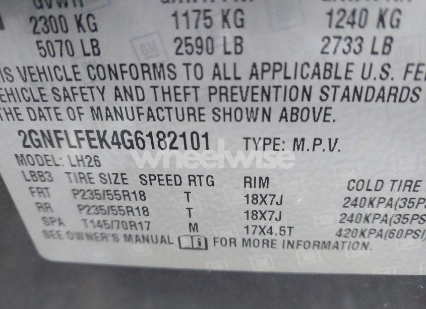 Photo 9 of 2016 Chevrolet Equinox LT (VIN 2GNFLFEK4G6182101)