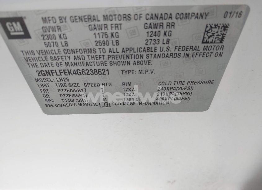 Photo 9 of 2016 Chevrolet Equinox LT (VIN 2GNFLFEK4G6238621)