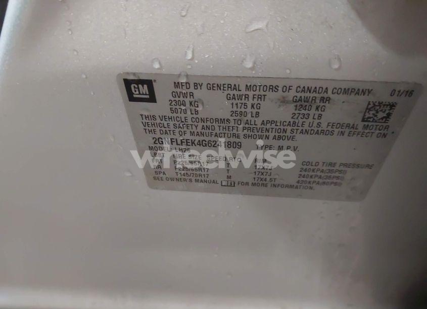 Photo 9 of 2016 Chevrolet Equinox LT (VIN 2GNFLFEK4G6241809)