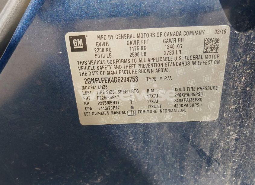 Photo 9 of 2016 Chevrolet Equinox LT (VIN 2GNFLFEK4G6294753)