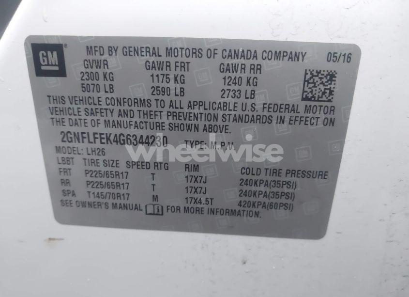 Photo 9 of 2016 Chevrolet Equinox LT (VIN 2GNFLFEK4G6344230)