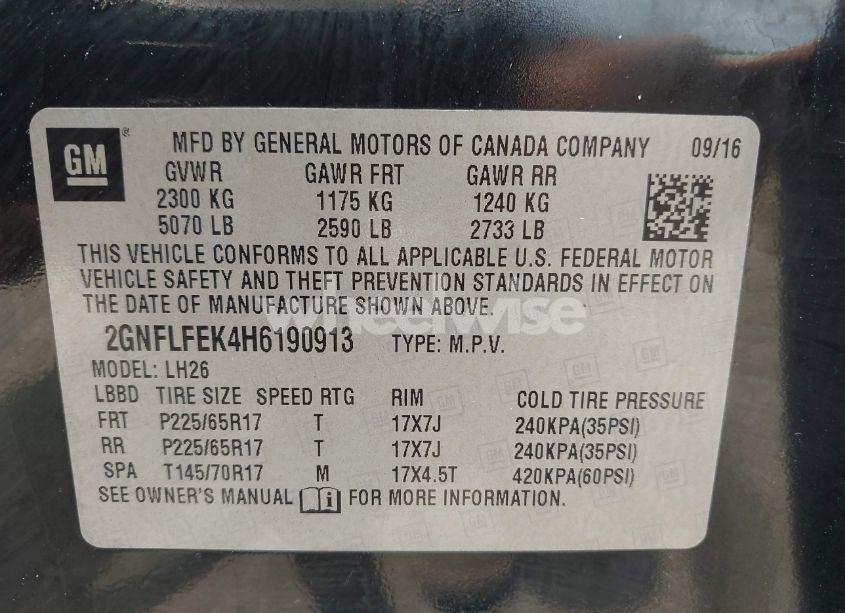 Photo 9 of 2017 Chevrolet Equinox LT (VIN 2GNFLFEK4H6190913)