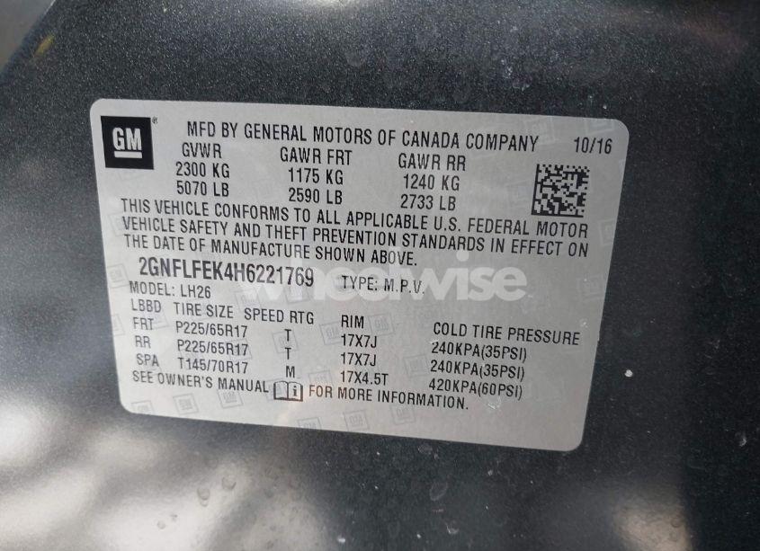 Photo 9 of 2017 Chevrolet Equinox LT (VIN 2GNFLFEK4H6221769)