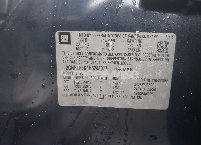 Photo 9 of 2017 Chevrolet Equinox LT (VIN 2GNFLFEK4H6243027)