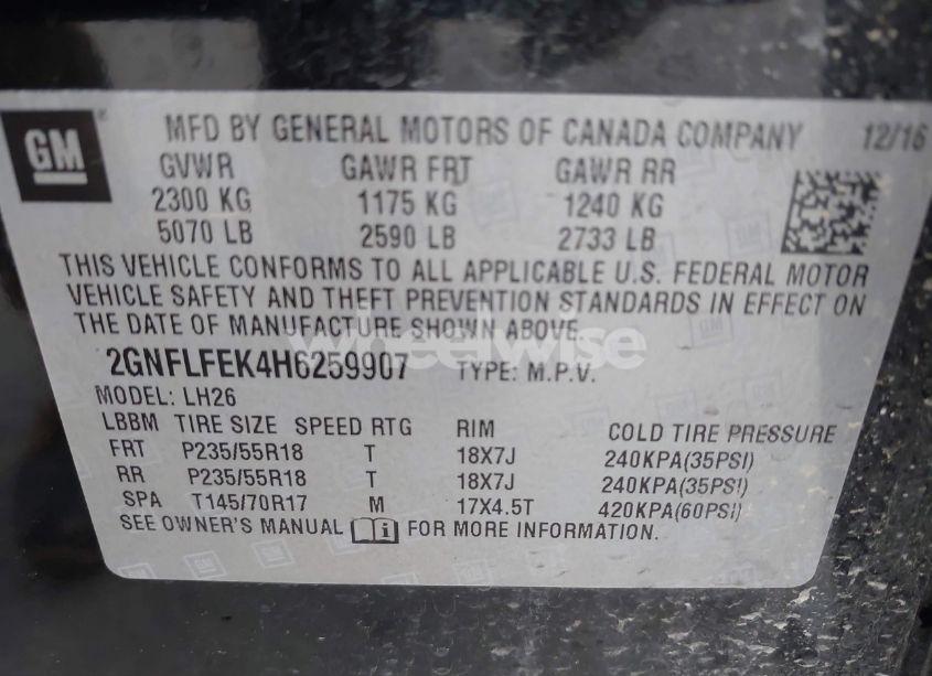 Photo 9 of 2017 Chevrolet Equinox LT (VIN 2GNFLFEK4H6259907)