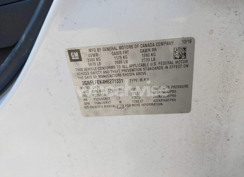 Photo 9 of 2017 Chevrolet Equinox LT (VIN 2GNFLFEK4H6271331)