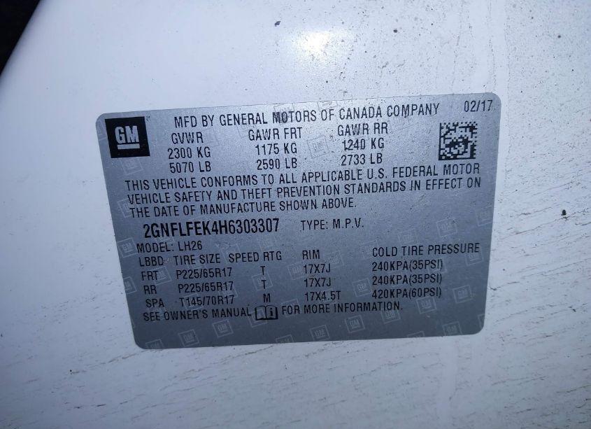 Photo 9 of 2017 Chevrolet Equinox LT (VIN 2GNFLFEK4H6303307)