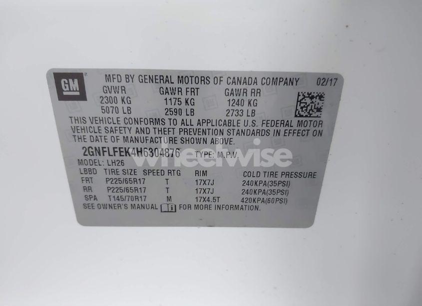 Photo 9 of 2017 Chevrolet Equinox LT (VIN 2GNFLFEK4H6304876)