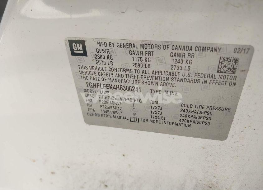 Photo 9 of 2017 Chevrolet Equinox LT (VIN 2GNFLFEK4H6306241)