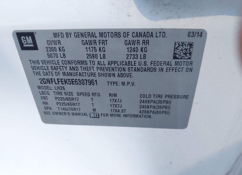 Photo 9 of 2014 Chevrolet Equinox 1LT (VIN 2GNFLFEK5E6307961)