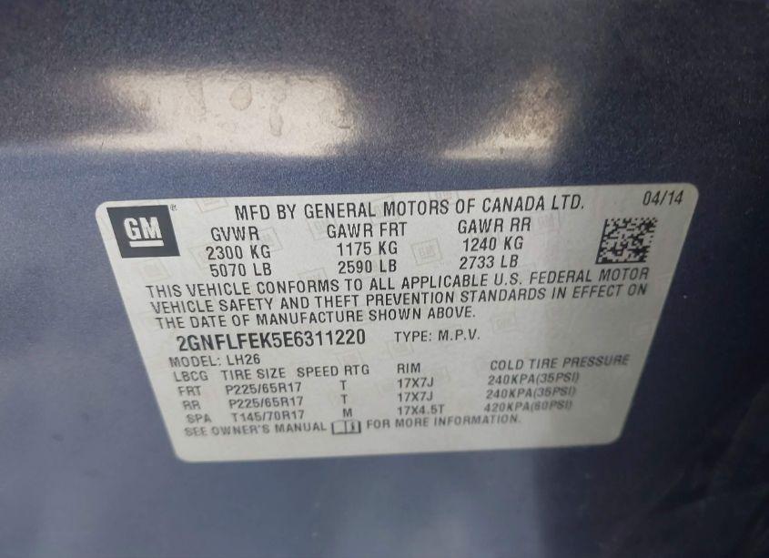 Photo 9 of 2014 Chevrolet Equinox 1LT (VIN 2GNFLFEK5E6311220)