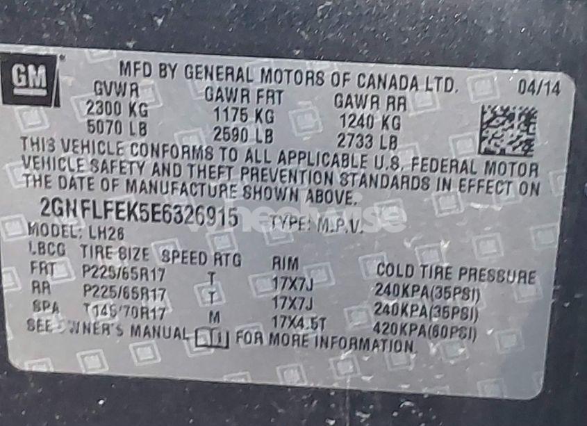 Photo 9 of 2014 Chevrolet Equinox 1LT (VIN 2GNFLFEK5E6326915)