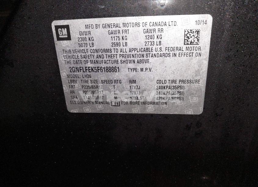 Photo 9 of 2015 Chevrolet Equinox 1LT (VIN 2GNFLFEK5F6188861)