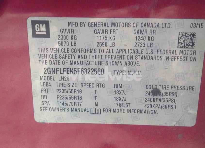 Photo 9 of 2015 Chevrolet Equinox 1LT (VIN 2GNFLFEK5F6322560)