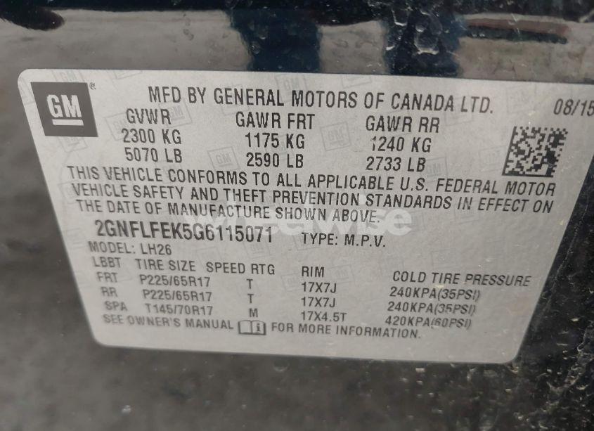 Photo 9 of 2016 Chevrolet Equinox LT (VIN 2GNFLFEK5G6115071)